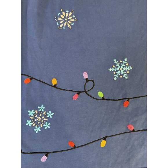 Vtg MICHAEL SIMON Lite Blue Christmas Snowflakes Lights Cardigan & Skirt MEDIUM - Picture 7 of 10